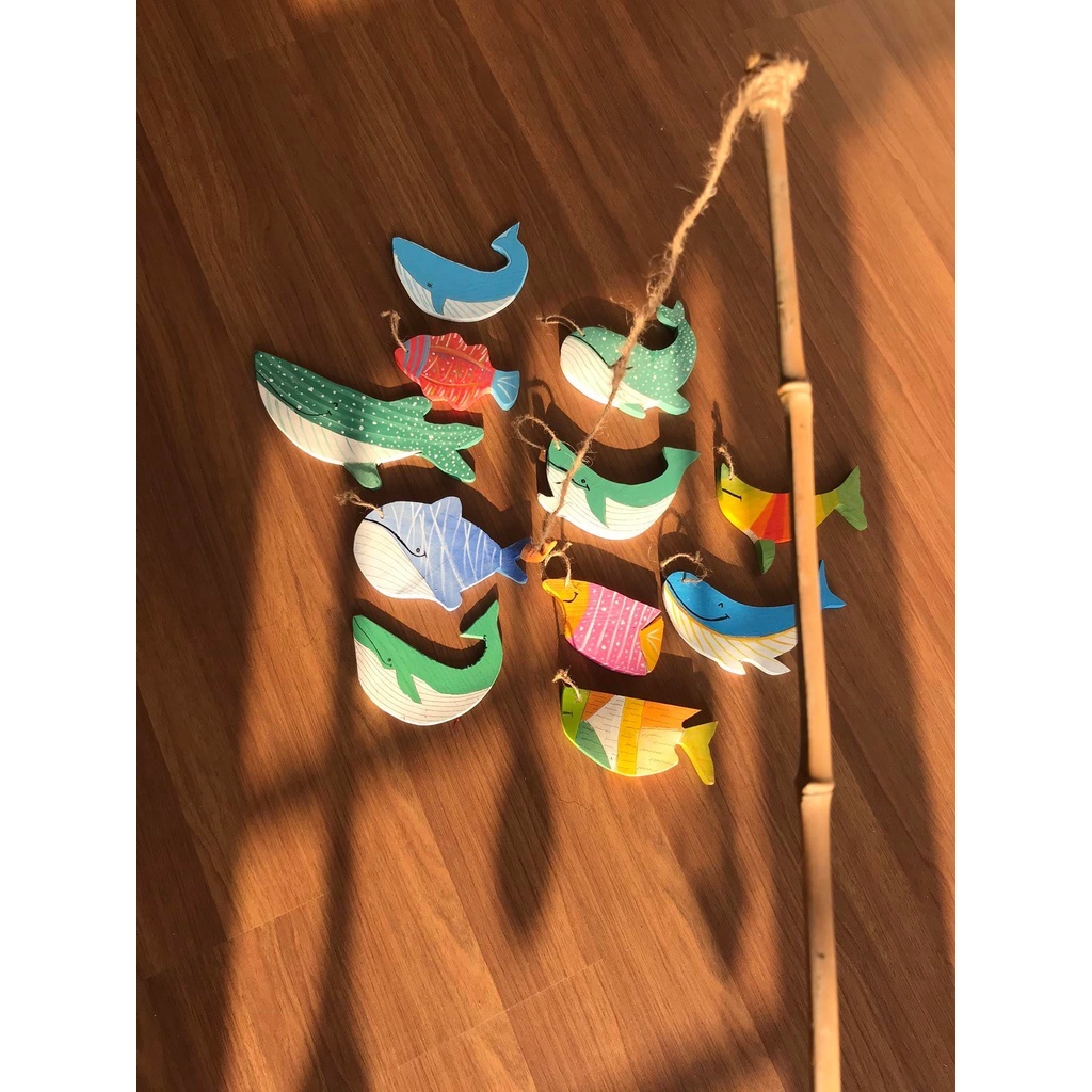 Bộ 10 Cá Gỗ Tô Màu Sẵn Cá Gỗ Decor Treo Tường & Đồ Chơi Sáng Tạo Cho Bé Handmade An Toàn