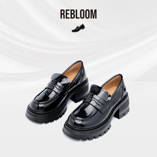 Giày loafer nữ Rebloom đế răng cưa cao 6.5cm phiên bản da bóng cao cấp siêu xinh
