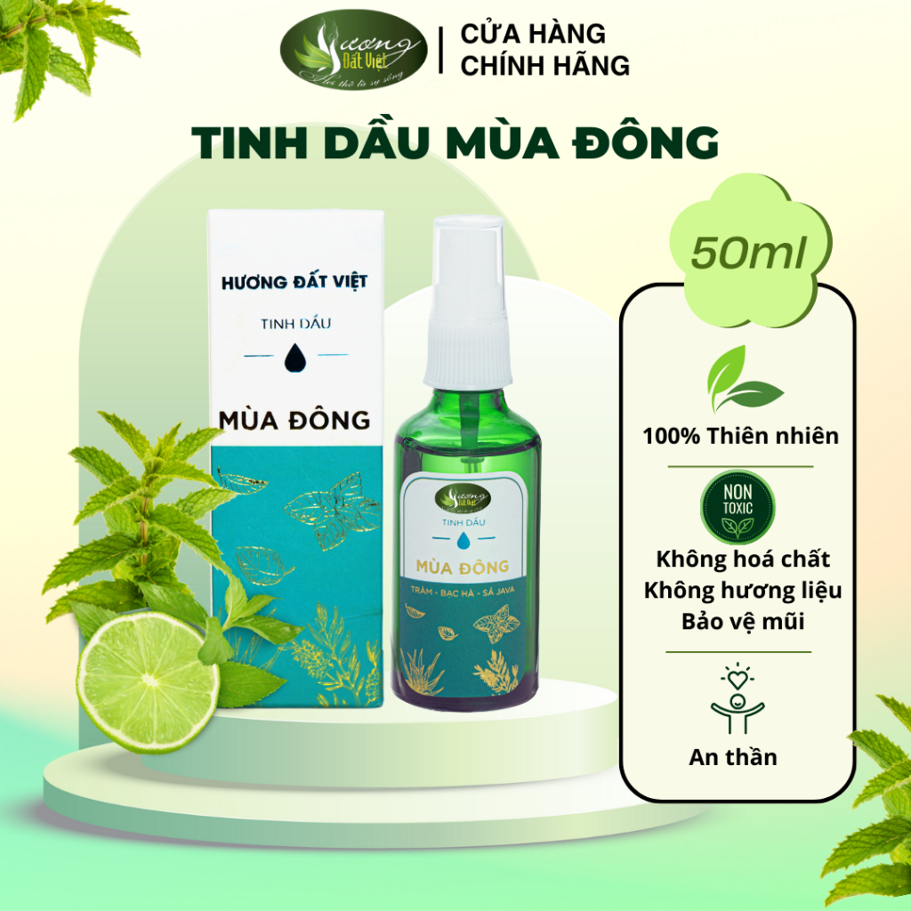 Tinh dầu Tràm, Bạc hà, Sả Java- Mùa Đông -Hương Đất Việt,làm thơm phòng, đuổi muỗi, làm giảm cảm cúm