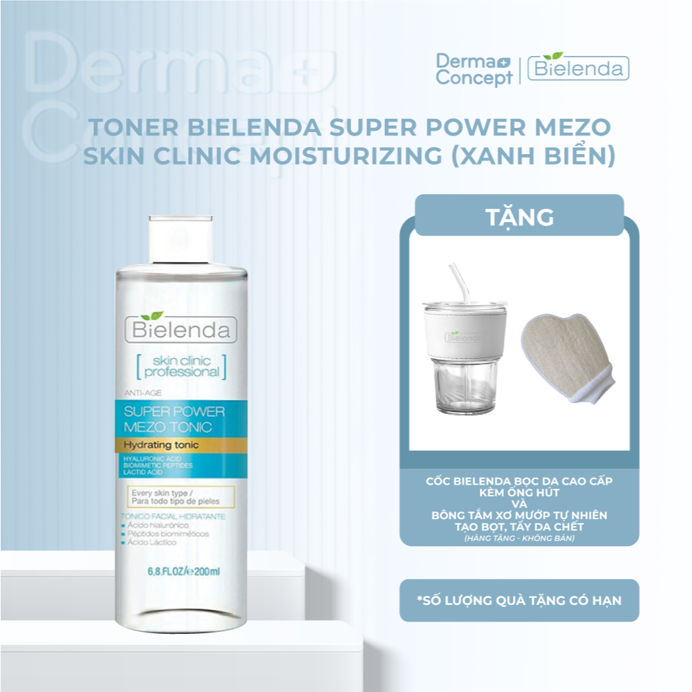 Toner Bielenda Mezo Skin Clinic Moisturizing cấp nước, dưỡng ẩm, làm da căng bóng 200ml