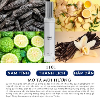 Tinh dầu thơm nam CODEDECO 1101 10ml dạng xịt - Nam tính, Hấp dẫn, Thanh lịch