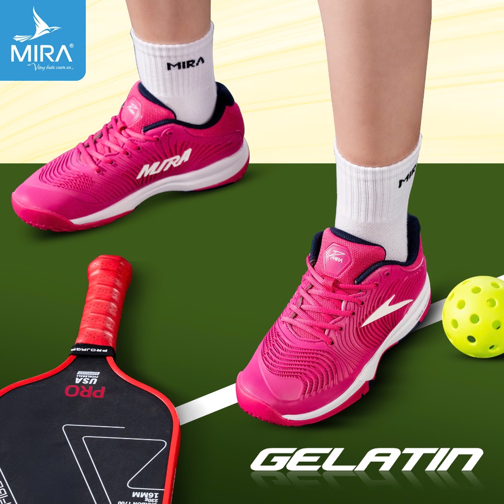 [MUA 1 TẶNG 5] Giày pickleball cầu lông MIRA GELATIN Chính Hãng Cao Cấp Unisex Nam Nữ Đế Cao Su EVA