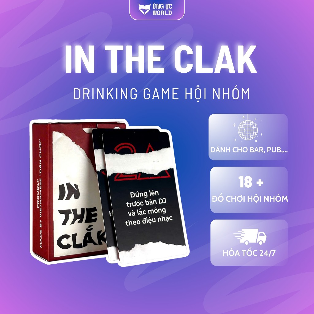 Bộ bài drinking game chơi tại bar, pub In The Clak, bài uống rượu Ừng Ực 55 lá