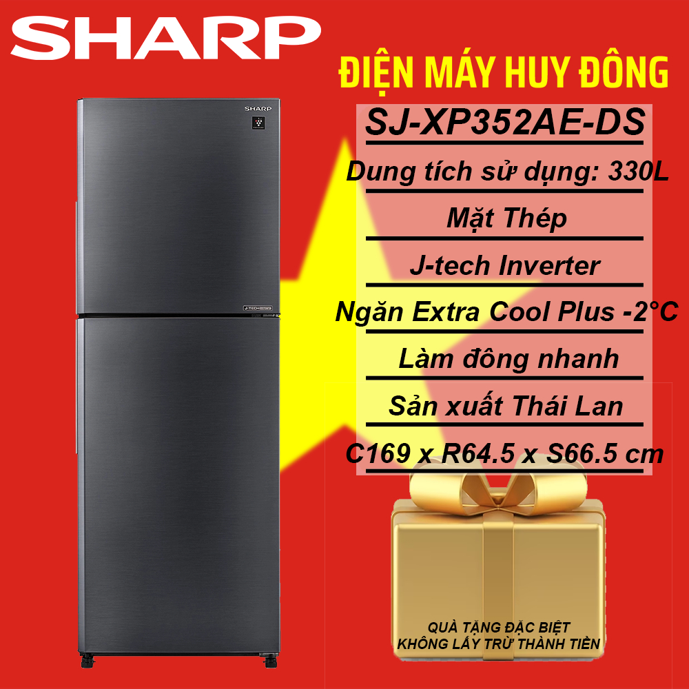 Tủ lạnh Sharp Inverter 330 lít SJ-XP352AE-DS