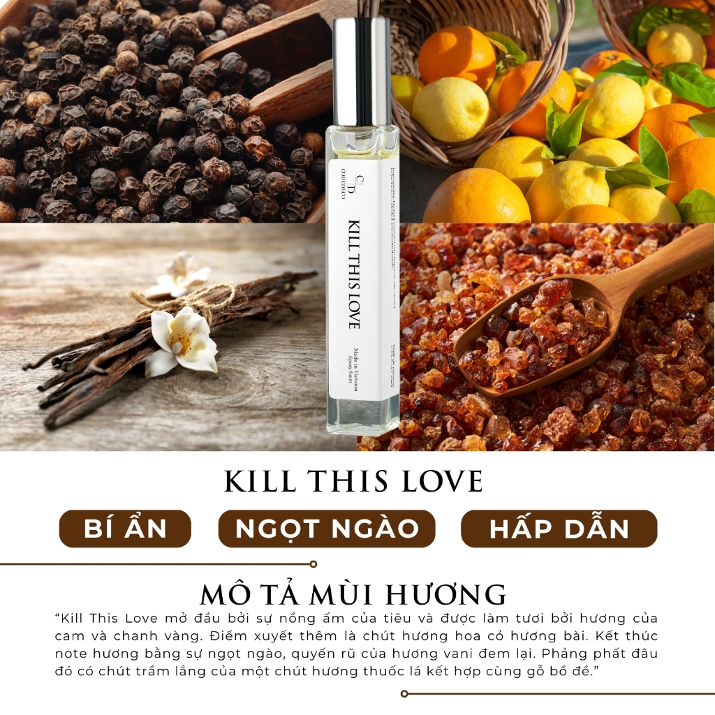 Tinh dầu thơm unisex CODEDECO Kill This Love 10ml dạng xịt - Ngọt ngào, Bí Ẩn, Quyến rũ | BigBuy360 - bigbuy360.vn