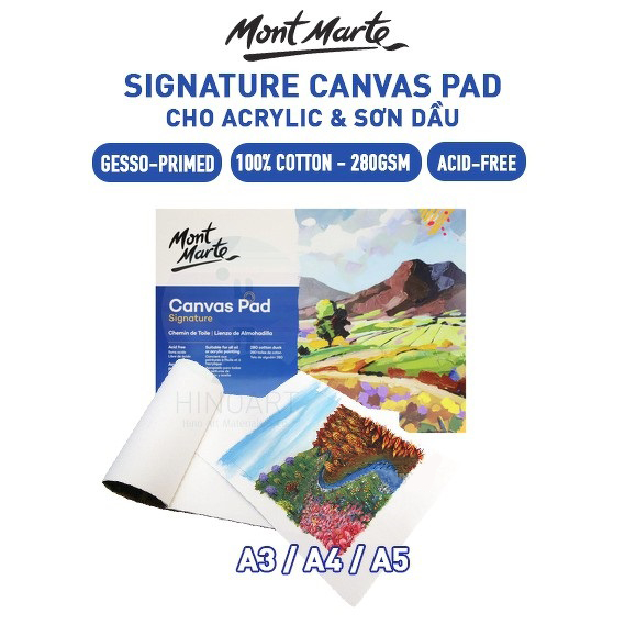 Toan dạng sổ Mont Marte Canvas Pad - 10 tờ (sheet) - gáy keo