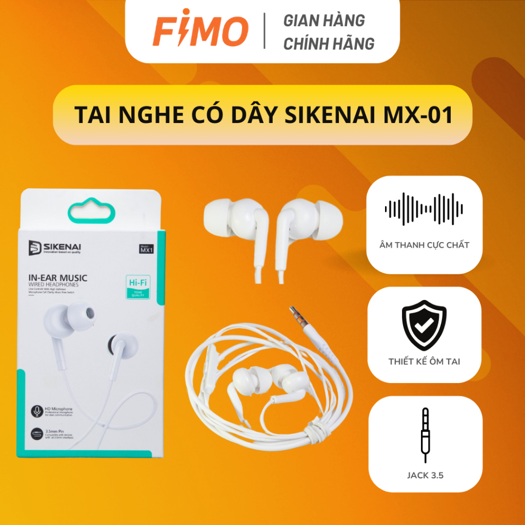 Tai nghe có dây SIKENAI MX-01 Jack 3.5 | Âm thanh sống động, thiết kế gọn đẹp