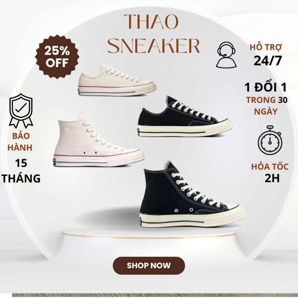 Giày Sneaker CV  Taylor 1970s, Giày Thể Thao CV 1970 Cổ Cao Thấp Full Box (CÓ HỖ TRỢ ĐỔI SIZE) Bản S.Cấp Trung