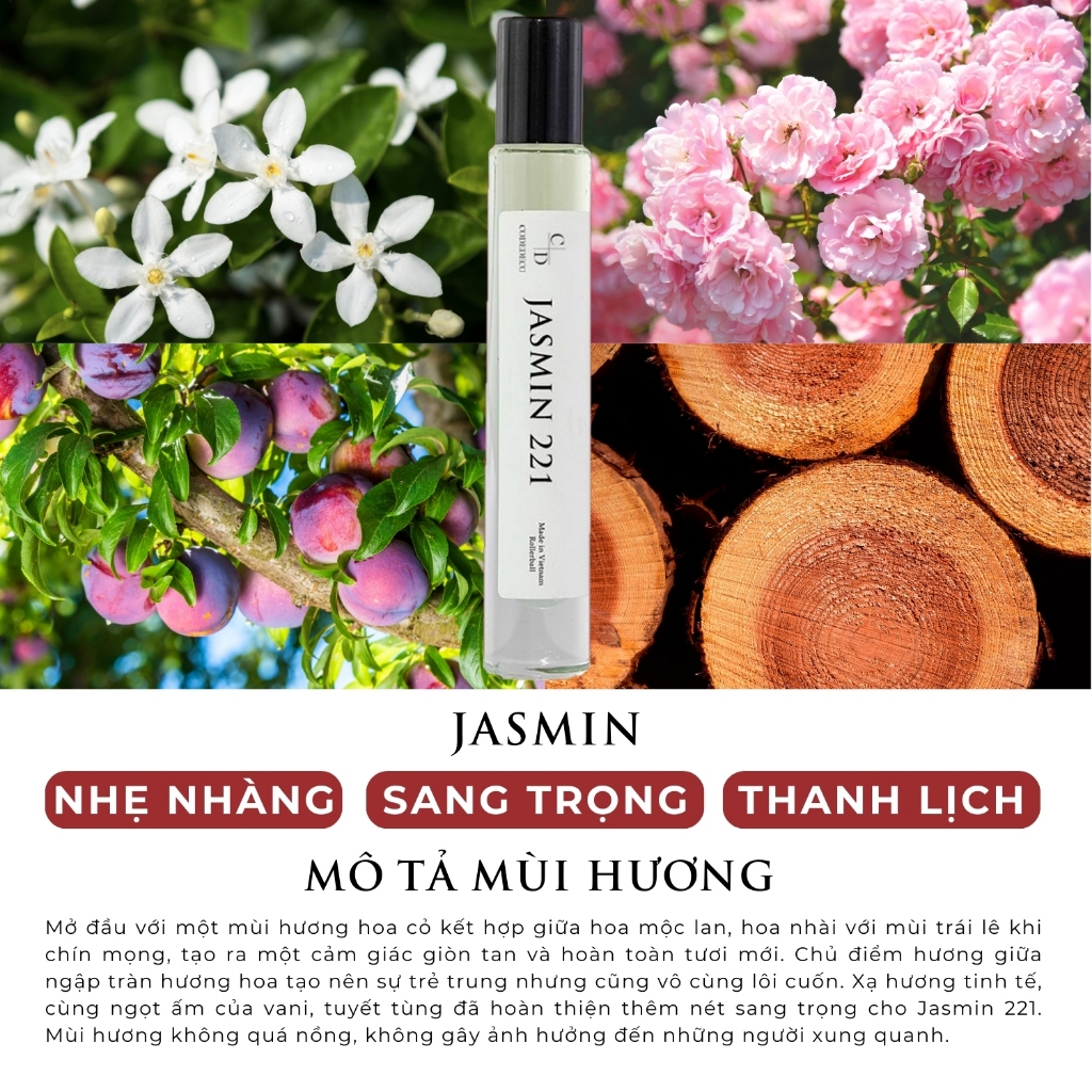 Tinh dầu thơm nữ CODEDECO Jasmin 221 10ml chai dạng lăn - Thanh lịch, Nhẹ nhàng, Sang trọng | BigBuy360 - bigbuy360.vn