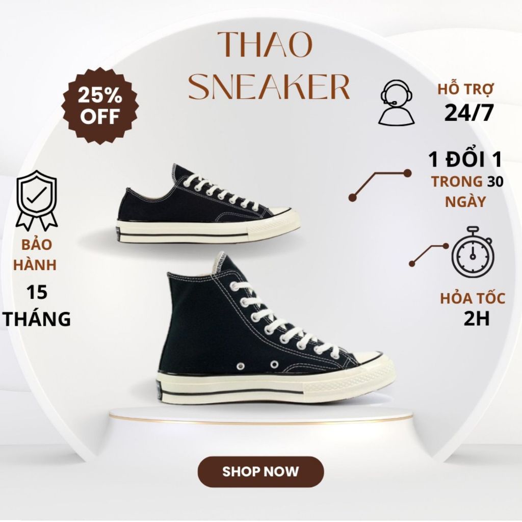Giày Thể Thao CV Taylor 1970s, Giày Sneaker CV 1970s Cổ Cao Thấp Full Box (CÓ HỖ TRỢ ĐỔI SIZE)