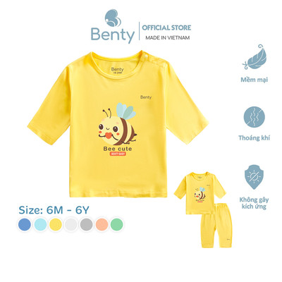 Bộ đồ lửng cho bé gái, bé trai in hình BENTY BT036 chất vải cao cấp, thoáng khí an toàn cho da bé