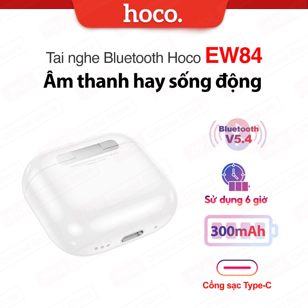 Tai Nghe Bluetooth Hoco EW84 – Bluetooth 5.4, Pin 6h, Cảm Ứng Thông Minh, Đàm Thoại Tốt