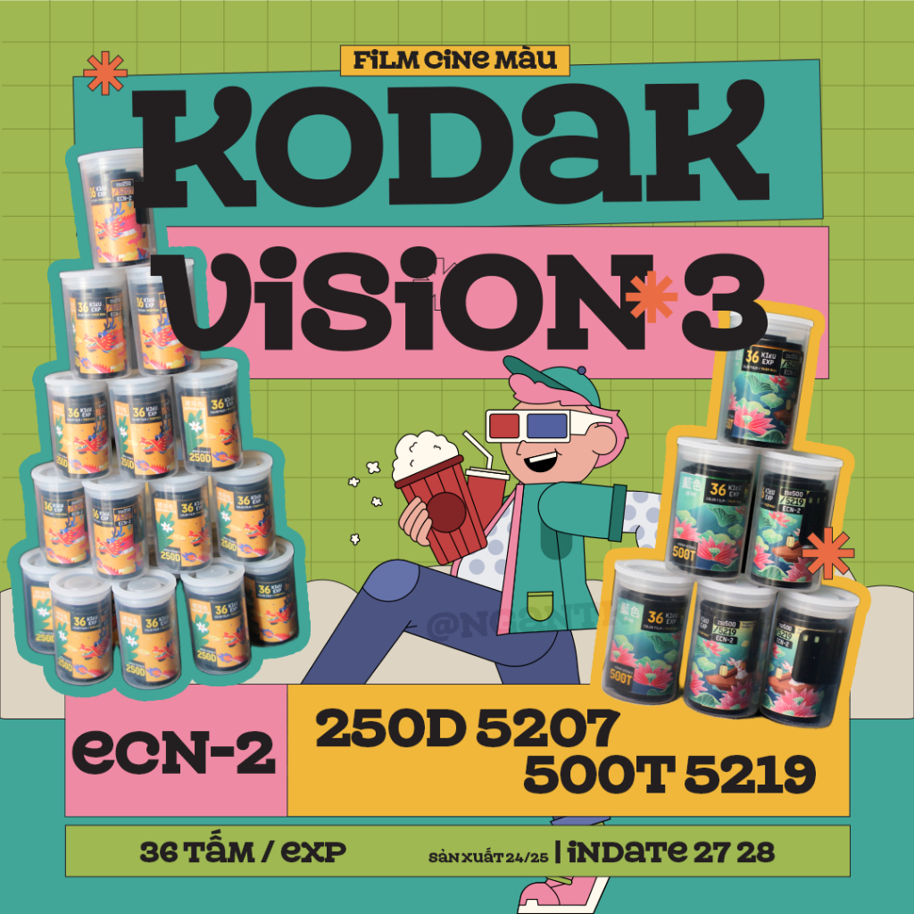 [INDATE XA] Film ĐIỆN ẢNH CINE Kodak Vision 3 50D 200T 250D 500T 100D 320T 400D 800T Indate 2028 Fil