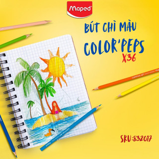 Hộp Bút Chì Màu Color'Peps Star Maped - Pháp 36 Màu, An Toàn, Thương Hiệu Pháp, SKU:832017  [Chính hãng]