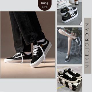 Giày Thể Thao Đen Vệt Trắng, Giày Sneaker Nam Nứ Basics Dễ Phối Đồ Chuẩn Form Full Box