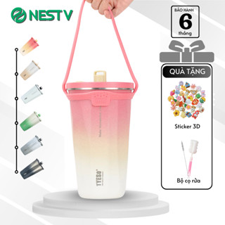 Ly bình nước giữ nhiệt TYESO 600ml màu GRADIENT MỚI, cốc giữ nhiệt nóng lạnh kèm ống hút cao cấp - NEST V