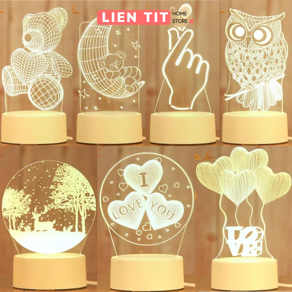 Đèn Ngủ 3d Để Bàn 3 Chế Độ Sáng Trang Trí Phòng, Đèn Led Decor Làm Quà Tặng Sinh Nhật, Quà 8-3