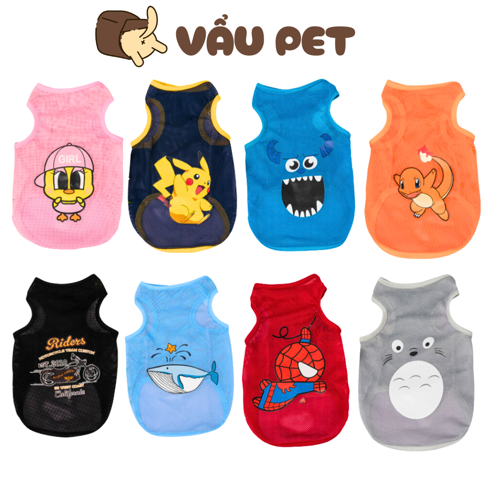 Quần Áo Cho Chó Mèo Ba Lỗ Lưới Thoáng Mát - Áo Chó Mèo Mùa Hè Vẩu Pet Shop