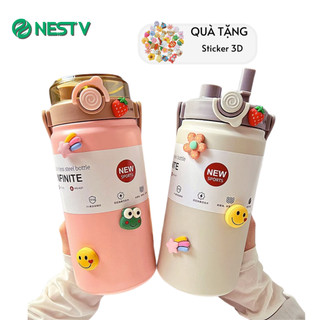  Bình giữ nhiệt BOSS Inox 316 cao cấp dung tích 1000ml 1200ml có ống hút tiện lợi   Tặng sticker 3D   