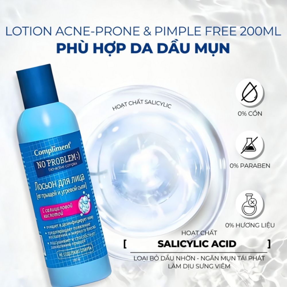 Ảnh 5 của Toner Compliment No Problem Salicylic Acid làm sạch da kiềm dầu giảm mụn