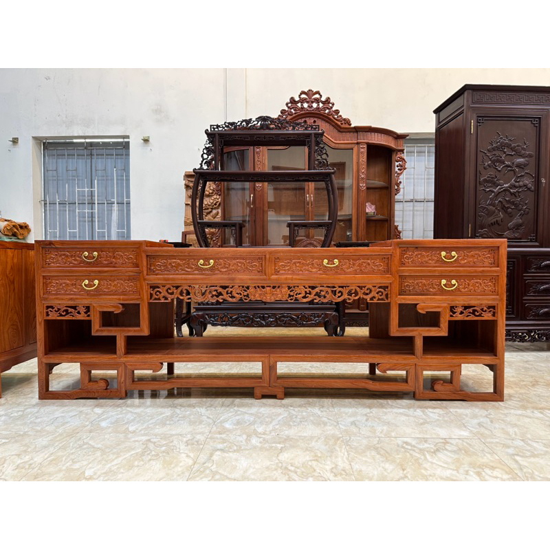 Kệ tivi gỗ hương đá kích thước dài 217cm cao 75cm sâu 45cm