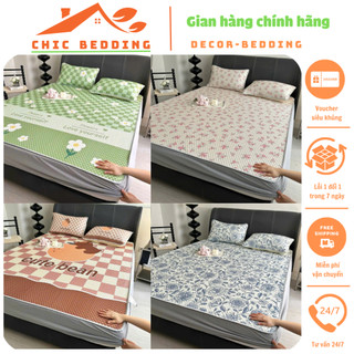 Chiếu băng lạnh bọc đệm cho mùa hè, Bộ 3 món ga gối băng lạnh chất liệu mềm mướt thoáng mát, an toàn với mọi làn da