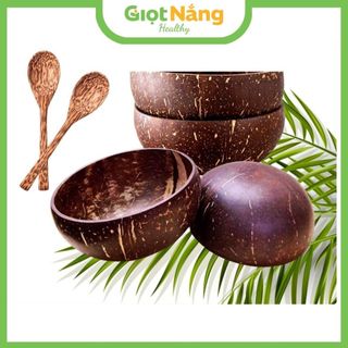  Bát Chén Gáo Dừa và Muỗng Gỗ Dừa Size Lớn Từ Nông Sản Giọt Nắng 