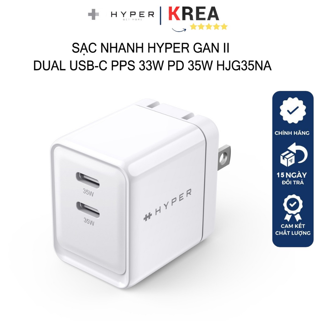 Sạc nhanh hyper gan ii dual usb-c pps 33w pd 35w - hjg35na