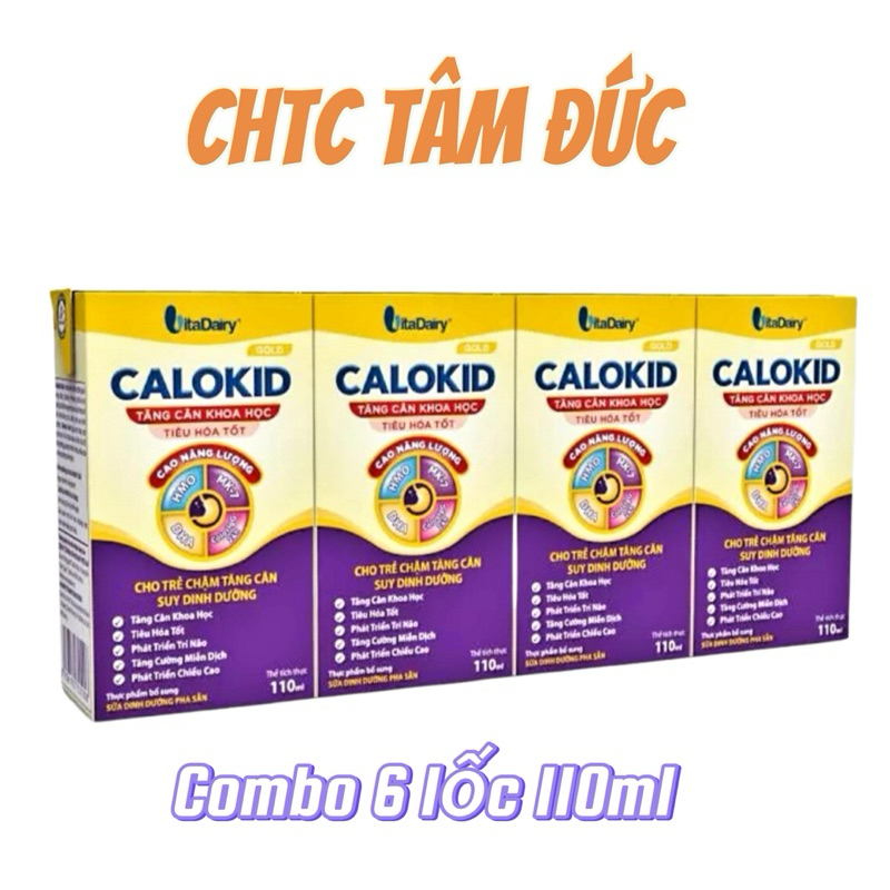 Combo 6 lốc Sữa pha sẵn CaloKid Gold VitaDairy 110ml - Tăng cân khoa học