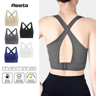  Áo Bra Thể Thao Nữ Dây Đan Chéo Lưng Khoá Gài Có Mút Ngực Reeta Basic Tập Yoga,Gym Chất Vải Co Giãn,Thoáng Khí-A3033 