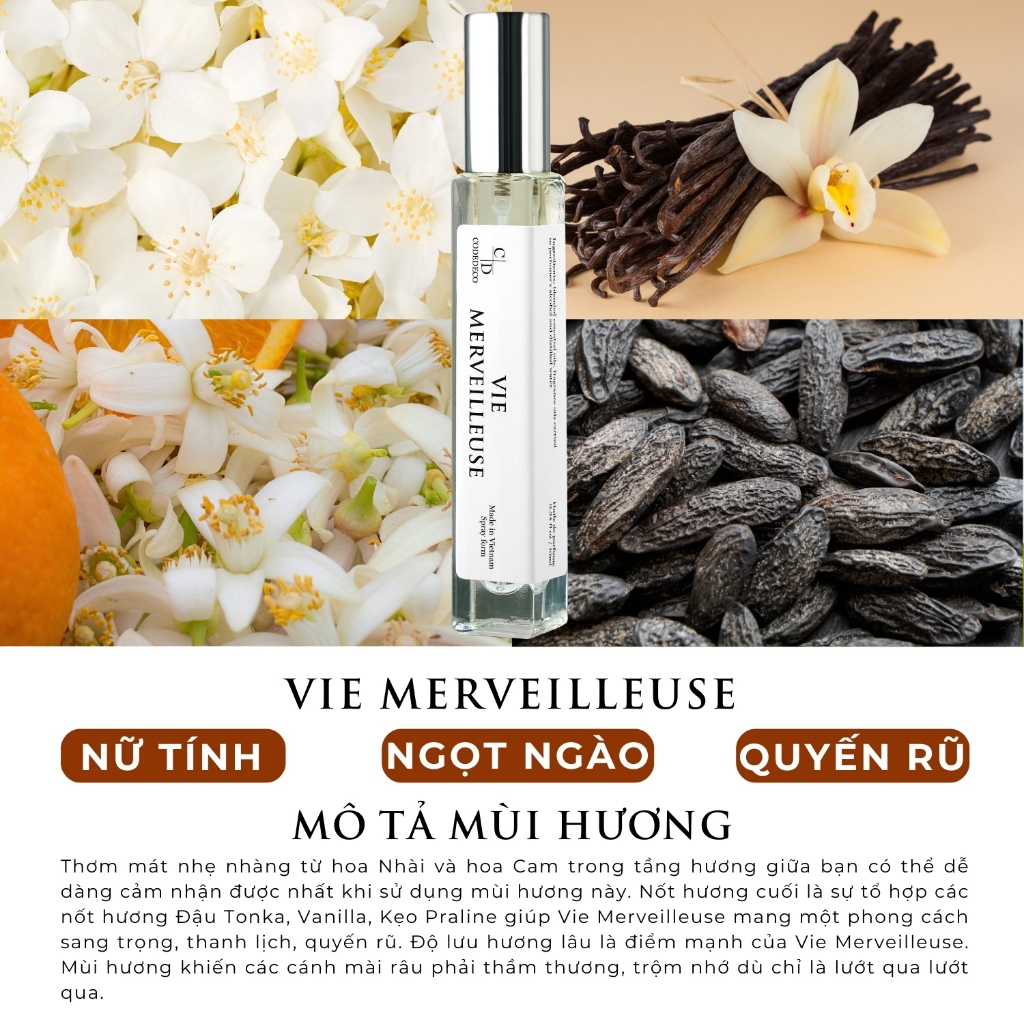 Tinh dầu thơm nữ CODEDECO Vie Merveilleuse 10ml dạng xịt - Nhẹ nhàng, Tinh tế, Ngọt ngào | BigBuy360 - bigbuy360.vn