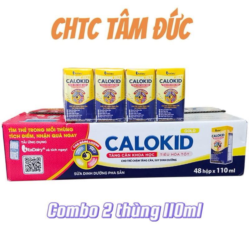 Combo 2 thùng Sữa pha sẵn CaloKid Gold VitaDairy 110ml - Tăng cân khoa học