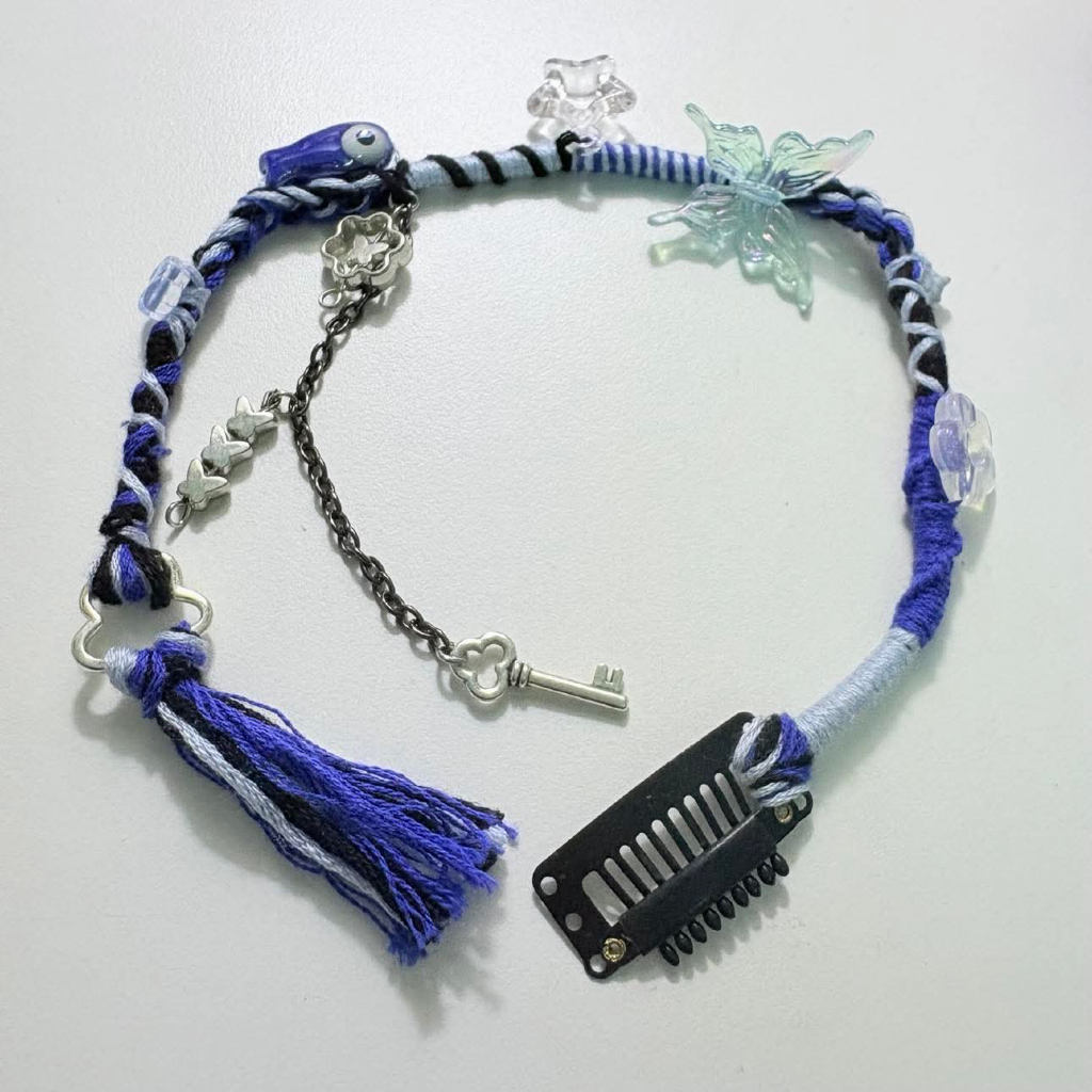 Hairwrap tone xanh biển, hairclip, kẹp phụ kiện trang trí tóc