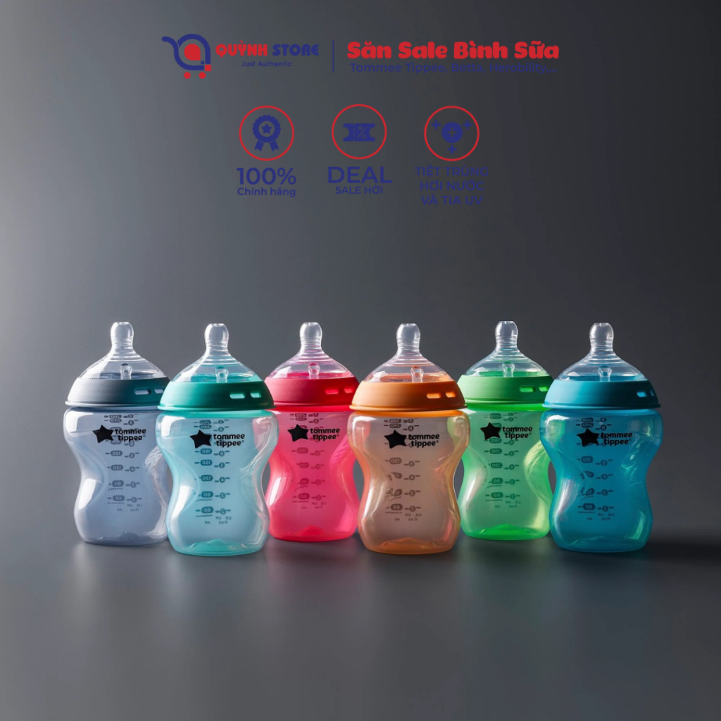 (Mẫu mới) Bình sữa Tommee Tippee PP 260ml  pastel mẫu mới kèm van tự tiệt trùng tách set (Tuỳ chọn s