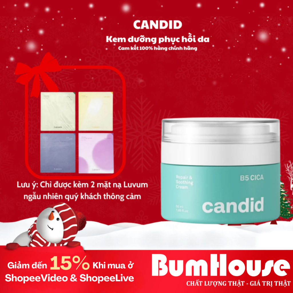 [HÀNG CTY] Kem Dưỡng Ẩm Hỗ Trợ Phục Hồi Da CANDID B5 CICA - Candid B5 CICA Repair & Soothing Cream 5