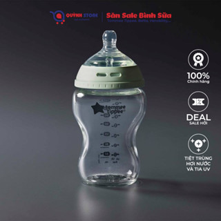  Bình sữa Tommee Tippee thuỷ tinh cổ xanh mẫu mới có van tiệt trùng lò vi sóng 