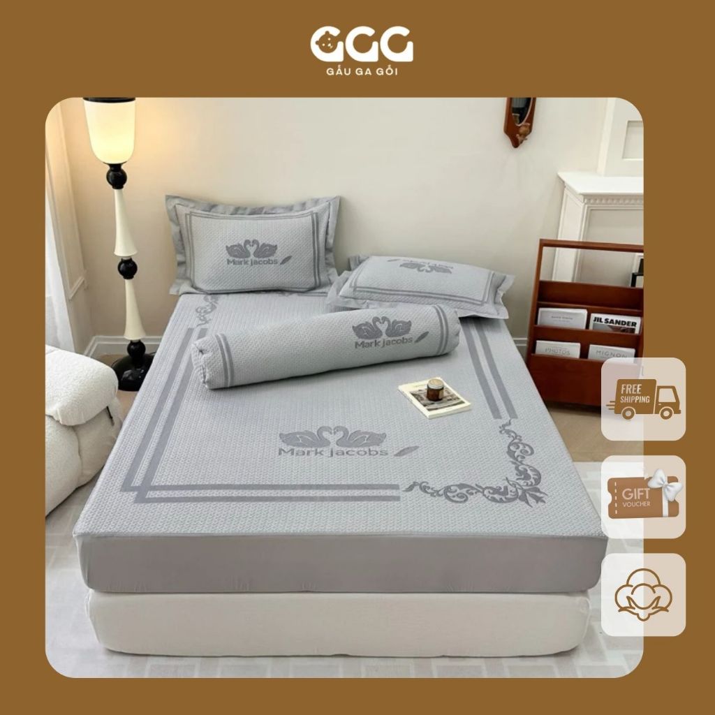  Set Chiếu Băng Lạnh Mark Jacob Ice Latex Mát Lạnh Gấu Ga Gối Ga Bo Chun Điều Hoà Tản Nhiệt Tốt Chân 25cm 
