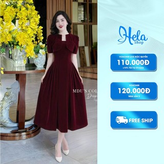 Váy Nhung Hàn K49-d2-1 Dáng Váy Xòe Nhẹ Sang Trọng Cùng Gam Màu Đỏ Cuốn Hút Từ Mdu MDU3859