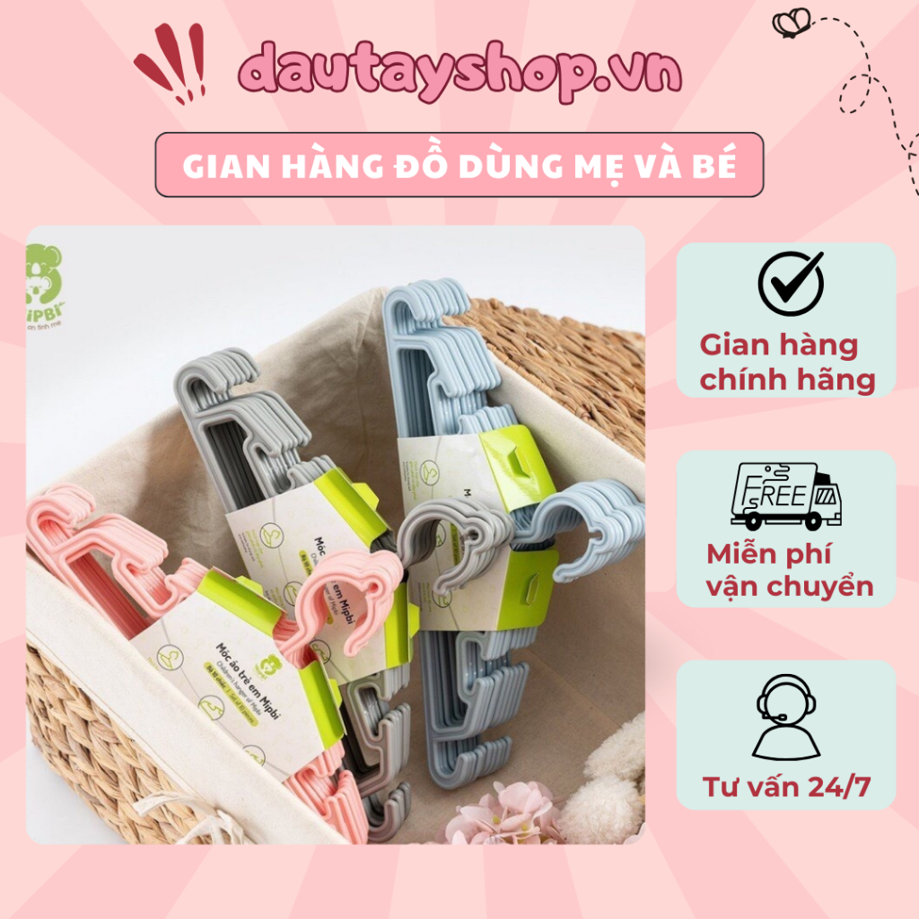 Set 10 móc trẻ em Mipbi ( set 10 chiếc ) - Móc Treo Quần Áo Cho Bé