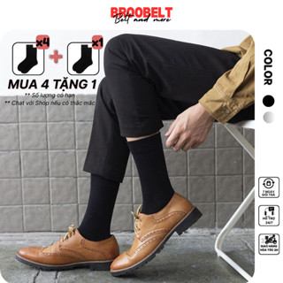 Tất cổ cao trơn nam Broobelt màu đen trắng phong cách basic, vớ công sở đi giày tây cotton cao cấp