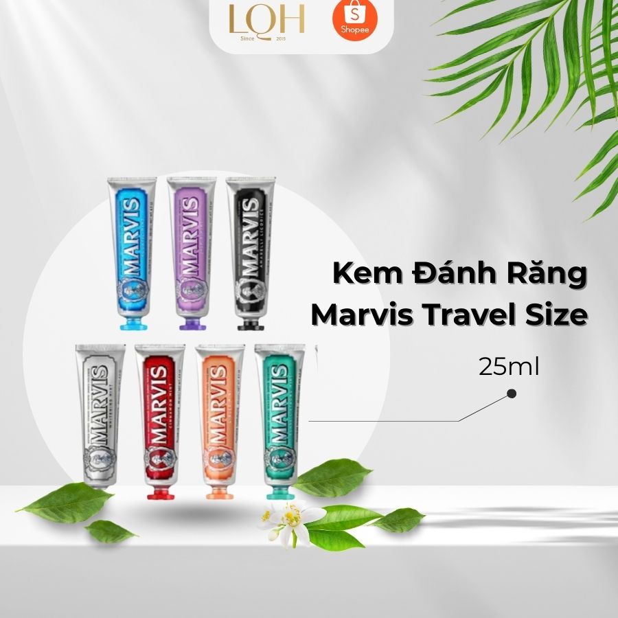 [Bán Lẻ] Kem Đánh Răng Marvis Travel Size Mini 25ml - Mẫu Nhỏ Gọn Dễ Mang Theo, Làm Sạch Răng Miệng 