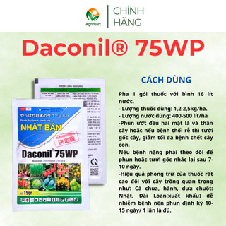 Thuốc trừ bệnh cây trồng Daconil 75WP Trị thán thư sương mai phấn trắng lỡ cổ rễ ghẻ sẹo - 15g