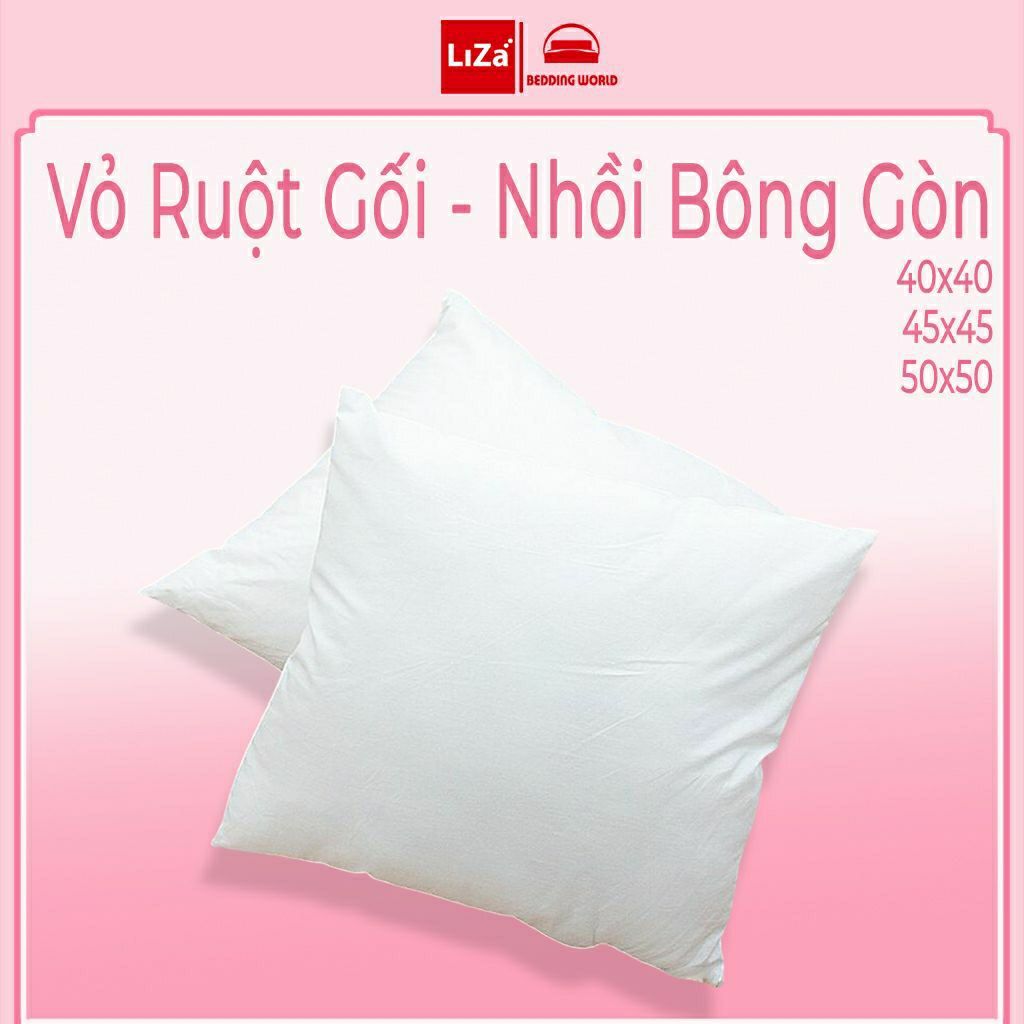 Vỏ Gối Vuông Trắng Nhồi Bông Gòn 40x40, 50x50 Khóa Kéo Chống Bẩn Decor Hiện Đại Sành Điệu