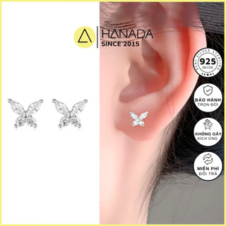 [BẠC 925-BH TRỌN ĐỜI]Bông Tai BẠC 925 HANADA Hồ Điệp Lấp Lánh , Khuyên Tai Đính Đá Đơn Gỉan Nữ 1762 C14