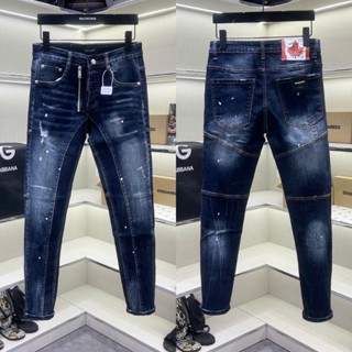 Quần jean bò nam PB biker wash xanh đậm mài xước nhăn 3D vảy sơn phối khoá lệch 4 cúc boy phố QJ700P