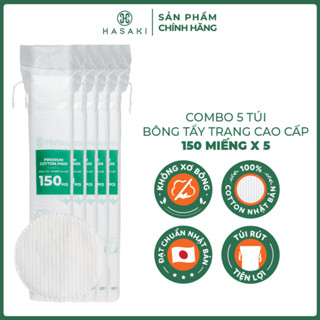 [DAILY] Combo 5 Bông Tẩy Trang Hotosu Cao Cấp 150 Miếng Premium Cotton Pads Hasaki Sản Phẩm Chính Hãng