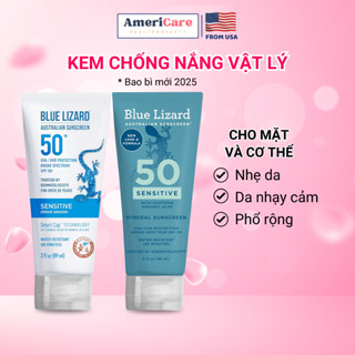  Kem chống nắng Blue Lizard SPF 50+ chống nắng vật lý cho mặt và cơ thể nâng tone kháng nước mineral sunscreen 
