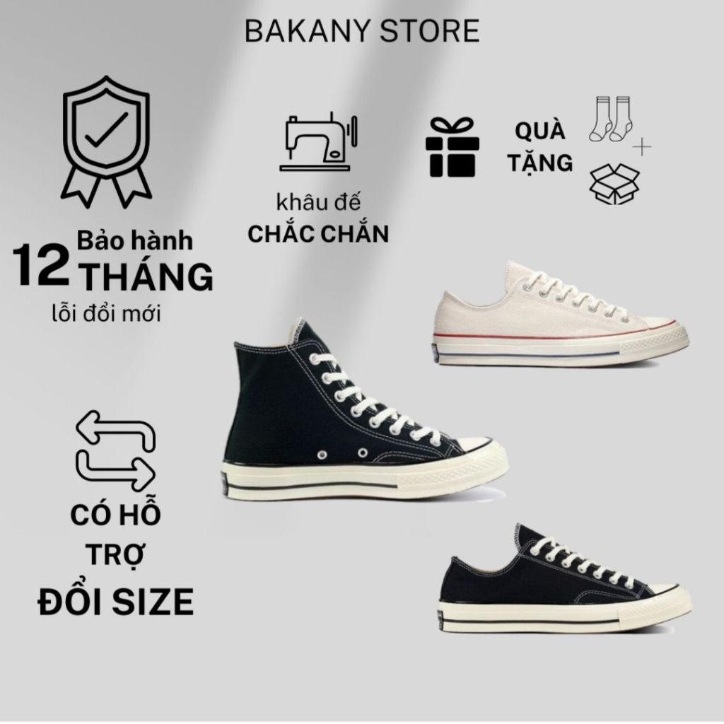 Giày Thể Thao C.V Taylor 1970s, Giày Sneaker C.V Cổ Cao Thấp Đủ Màu Trắng Đen Full Box