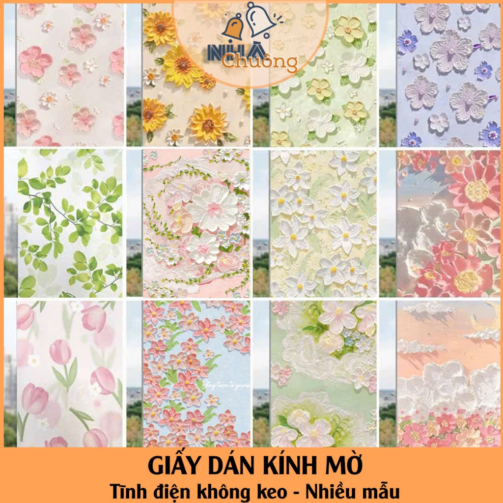 Decal dán kính mờ TĨNH ĐIỆN KHÔNG KEO, giấy dán mờ kính cửa sổ, đề can dán kính phòng ngủ nhà tắm