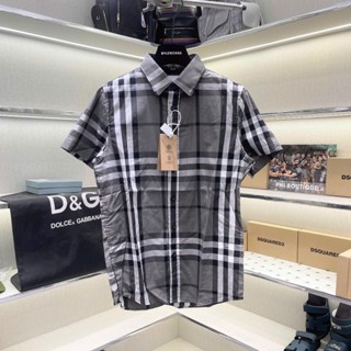 Áo sơ mi kẻ nam nữ ngắn tay PB cotton lụa dệt hoạ tiết sọc kẻ to caro nâu xám cao cấp boy phố SMC55P